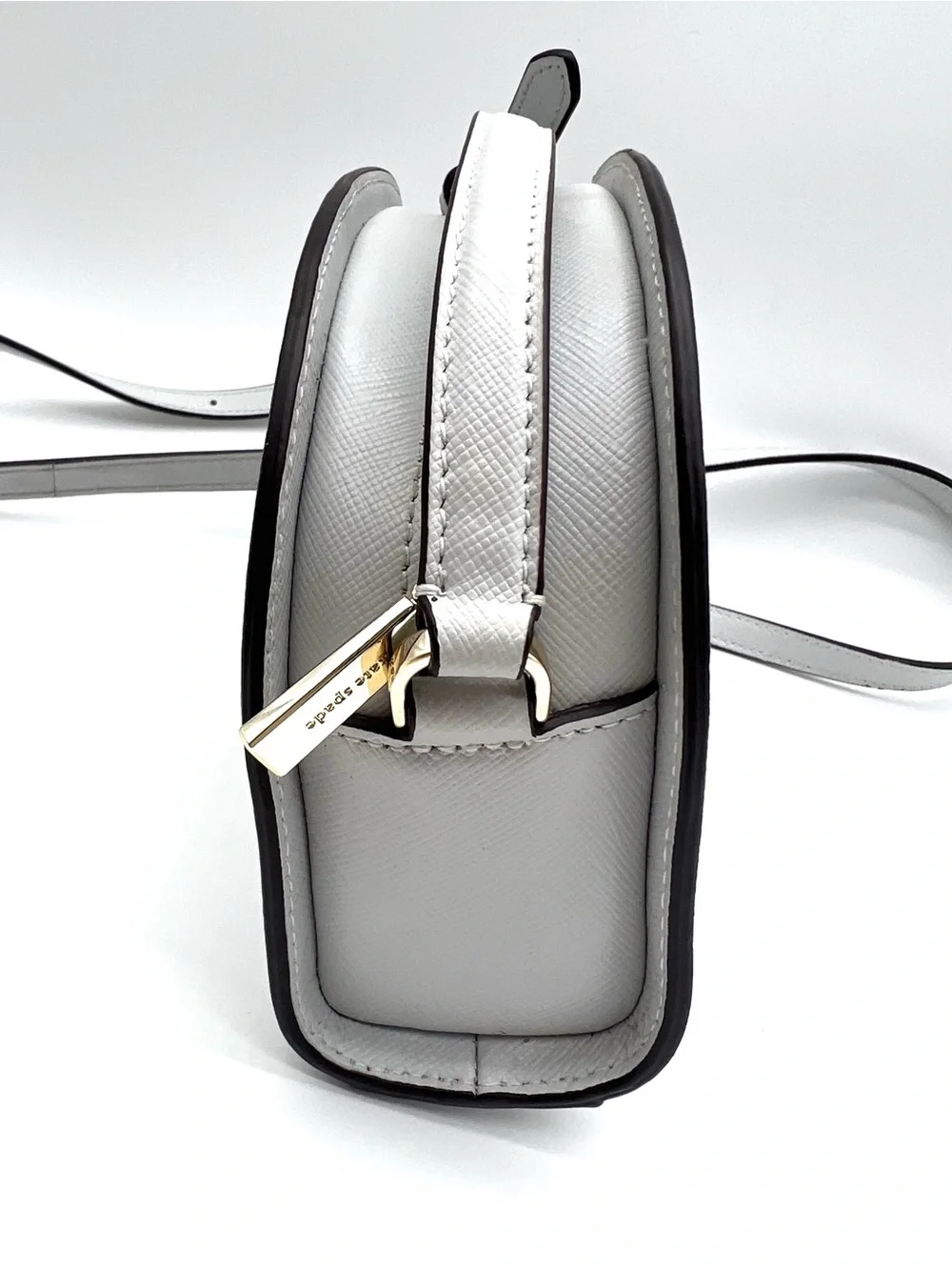 Kate Spade Perry Dome Crossbody Bag Light Gray Saffiano Leather K8697